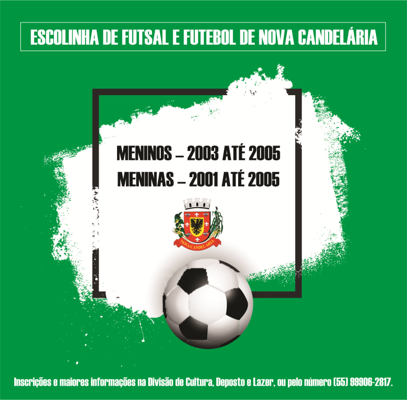 Inscrições abertas para a escolinha de futsal e futebol de Nova Candelária